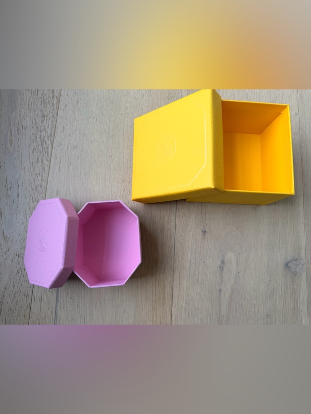 Swarovski Pink Octagonal Jewelry Box & Yellow Square Box - Picture 4 of 6